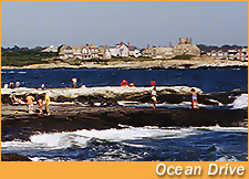 hiking on the rocks along Ocean Drive