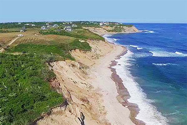 beautiful cliffs lead down to sandy caramel beaches on block island