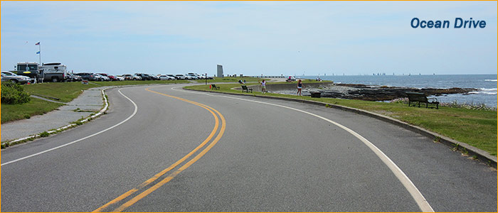 ocean drive is a great place to explore Newport on bike or scooter